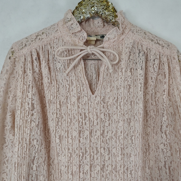 Vintage 70s Discovery Women's Light Pink Lace Plus Size Top Size 16 Coquette - Picture 3 of 6